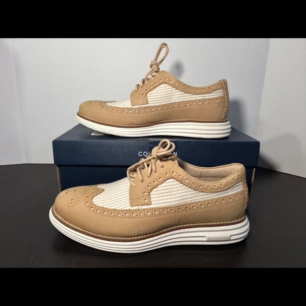 Cole Haan ØriginalGrand Remastered Longwing Oxford Shoes Sesame/Ivory Mens 8.5W